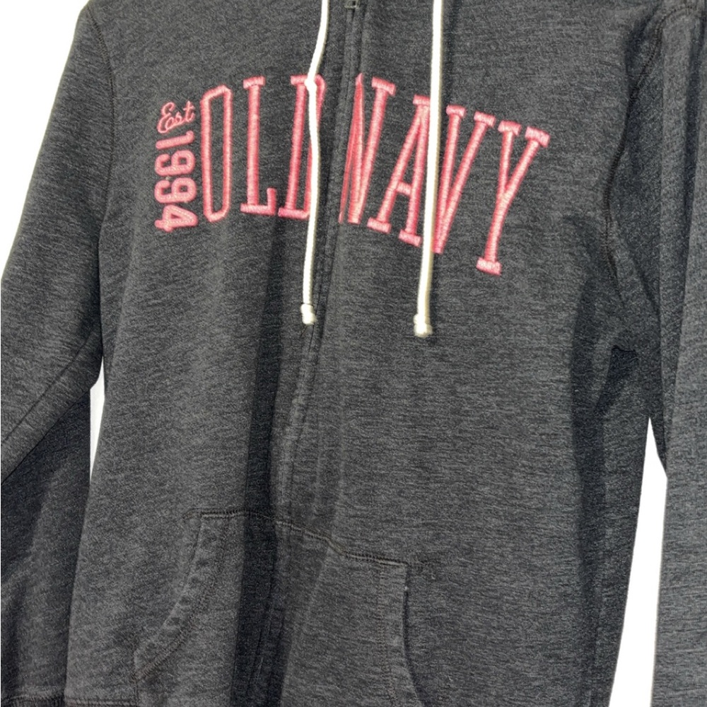 Old Navy Charcoal Hoodie with Pink Embroidery